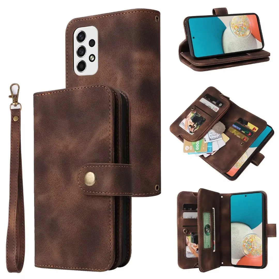 Wallet Multi Card Zipper Leather Phone Cases For Xiaomi MI 11T 10T POCO M4 X4 Redmi Note 11 10 K40 Pro 4G 5G Case 5pcs