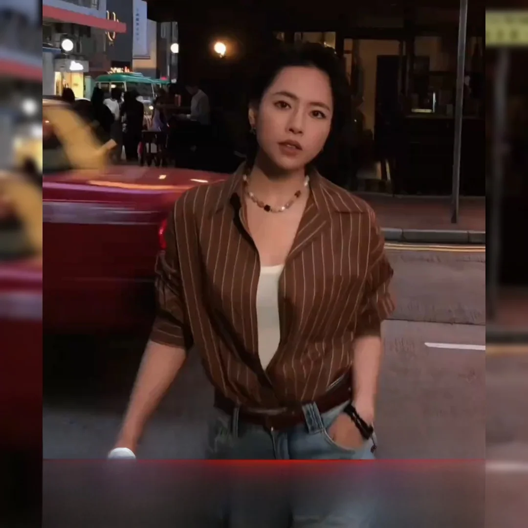 

Fubang Vintage Striped Long Sve irt Women's Spring Soft Comfortable Breathable irt Jaet Original Design Loose Fit UV...