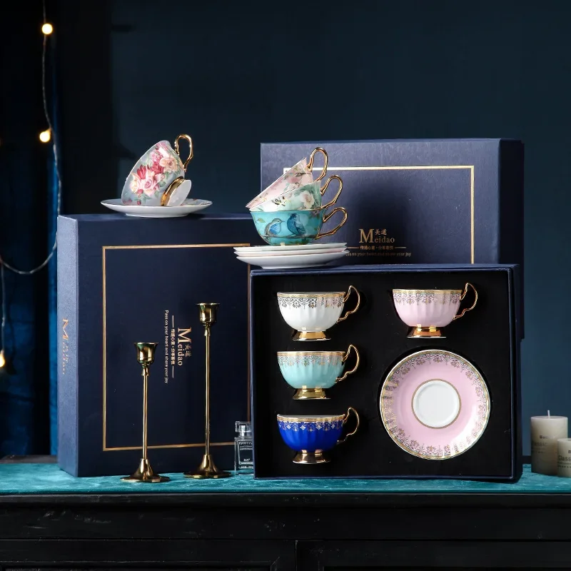Luxury high-end exquisite European bone china coffee cup British afternoon tea set wedding housewarming gift box set