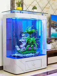 Fish Tank Home Wall Double round Integrated Arc Floor Aquarium Self-Filtering Ecological Change Water