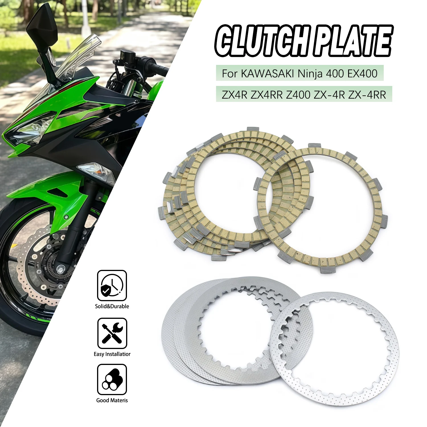 

Motorcycle Part For KAWASAKI Z400 2018-2022 NINJA 400 EX400 ZX-4R ZX-4RR ZX400RR ZX4R ZX4RR Clutch Plates Friction Steel Plates