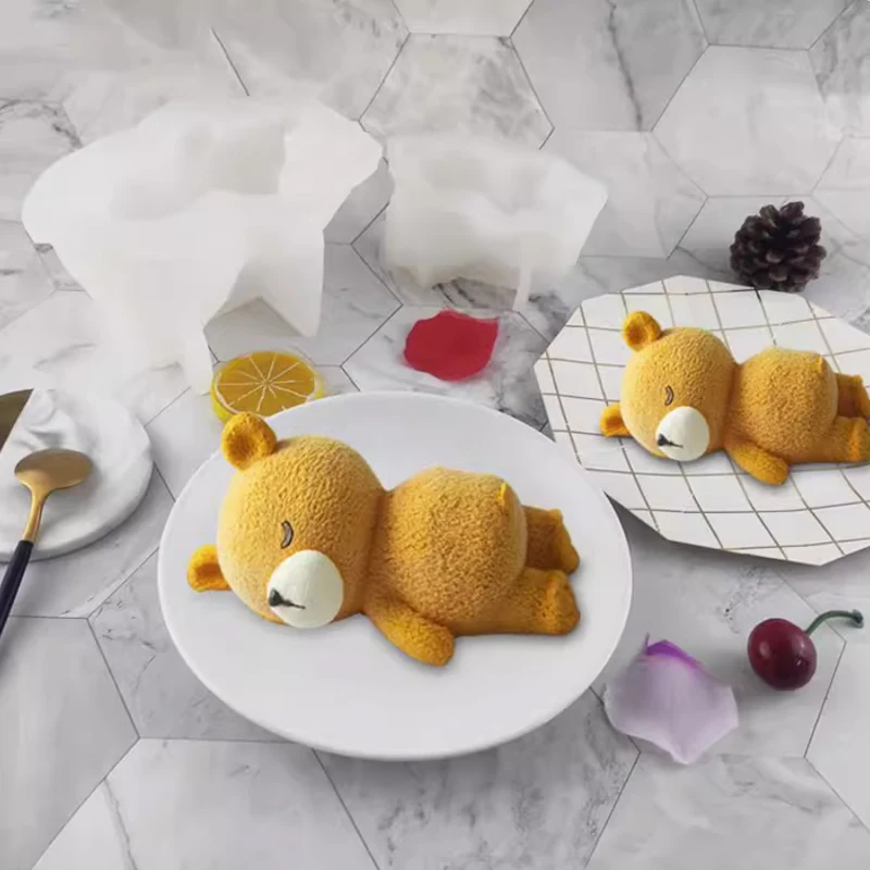 Sleeping Bear Design Silicone Cake Molds Mousse Bakeware Jelly Mould Party Dessert Baking Tools Food Grade Kitchen Supplies