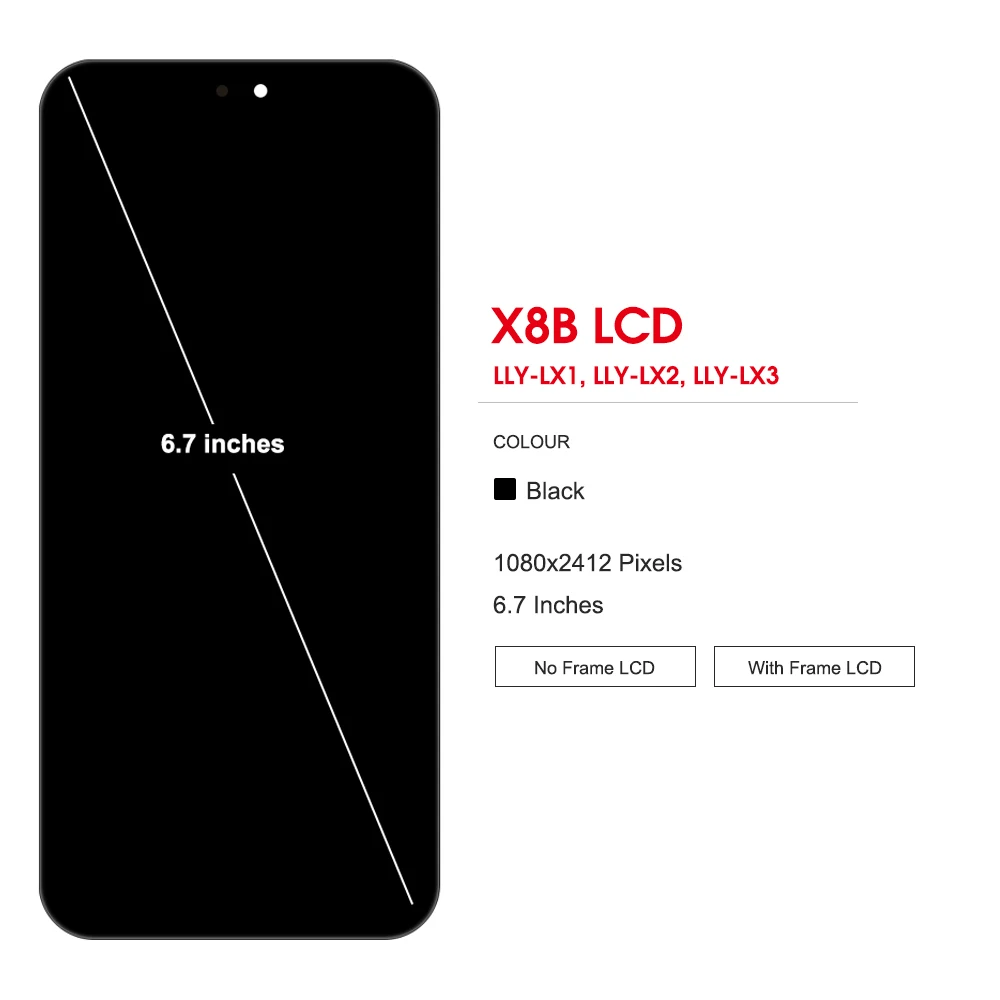 6.7'' LCD Display Touch Screen with Frame Digitizer for Honor X8b LLY-LX1 And Honor X50i+ LLY-AN00 Compatible Mobile Phone Parts
