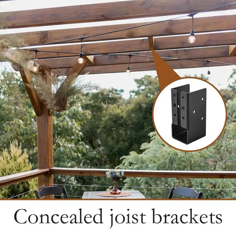 2x4 Joist Hanger Deck Railing Concealed Connectors Heavy Duty Joist Brackets Set of 2 Woodwork Beam Support for Pergola Handrail