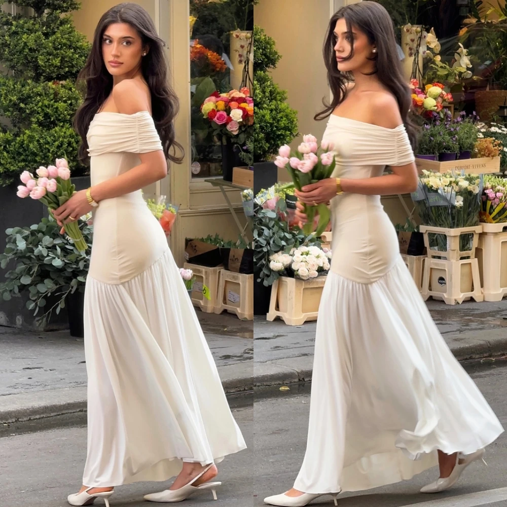 Customized Simple Chiffon Boat Neck Evening Dress High Quality Contrast Color Prom Dresses Delicate Special Occasion Gowns
