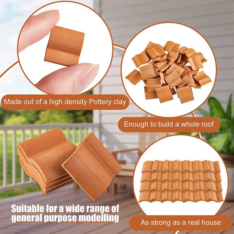 Roof Tiles Model Building Set Miniature Tiles Roof Tiles Dollhouse Shingles Fake Tile Model Landscape Accessories,400Pcs