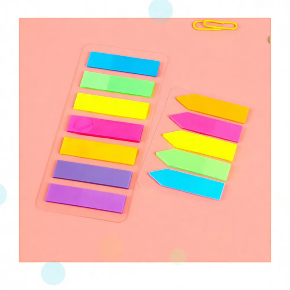 PET Transparent Sticky Notes Arrow Index Flags Fluorescent Waterproof Page Marker Labels Self Adhesive School Supplies