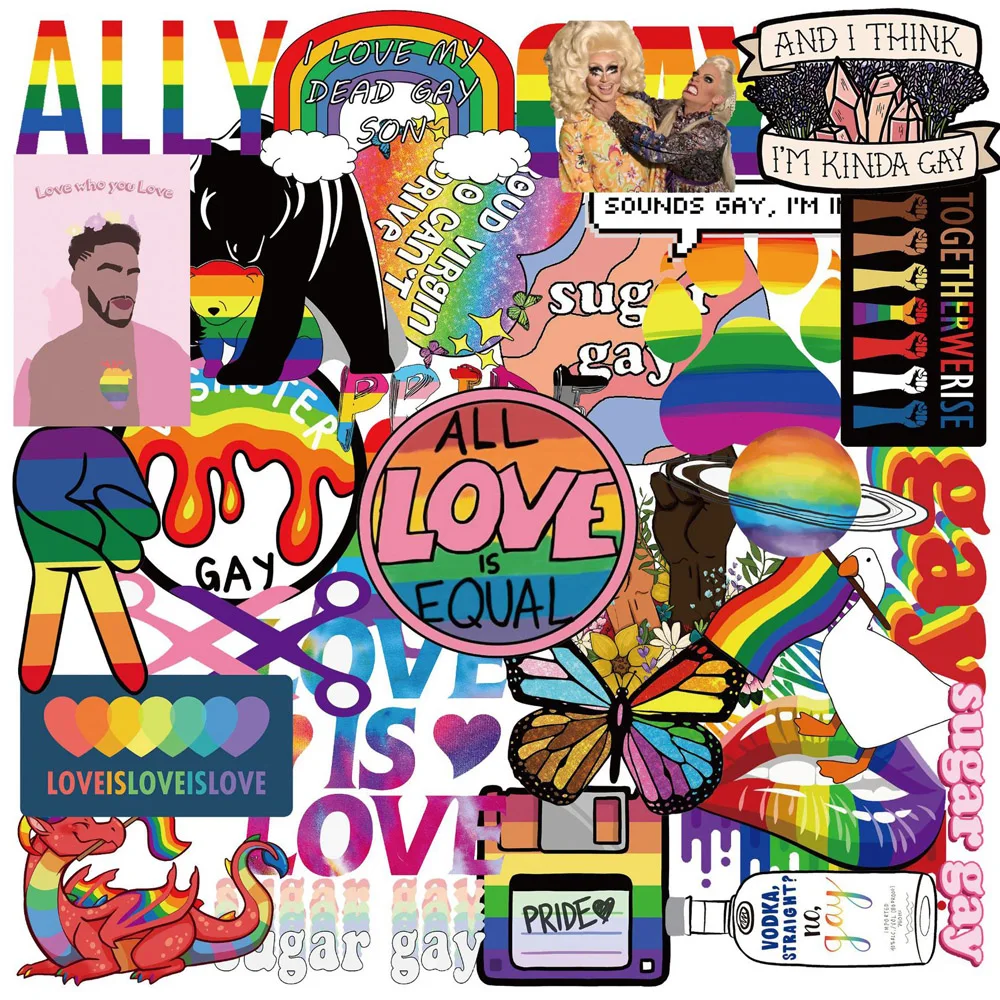 10/30/50pcs Cool Rainbow Funny LGBT Gay Pride Graffiti Stickers Luggage Laptop Phone Bike Car Guitar Waterproof Sticker Decal