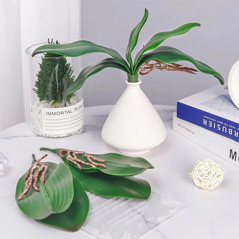 1 قطعة كبيرة الحجم الاصطناعي الأخضر فالاينوبسيس محاكاة العثة الأوركيد ورقة اللاتكس الحقيقي اللمس النباتات الخضراء 5 بتلات لحديقة الزهور