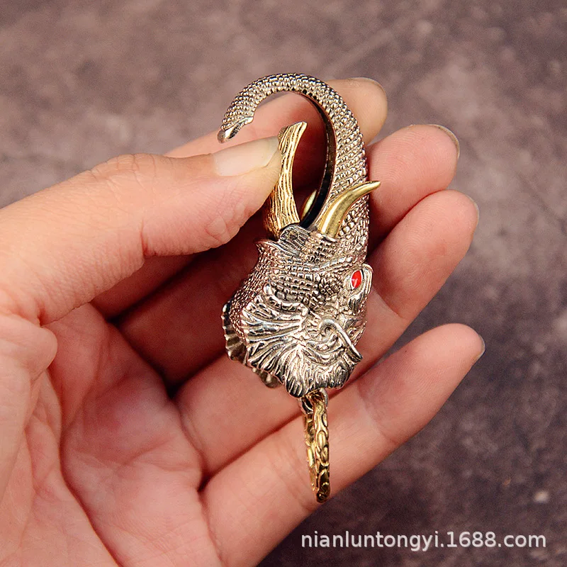 Pure White Copper Elephant Keychain Car Key Pendant Creative Men and Women Portable Personality Waist Mounted Key Chain
