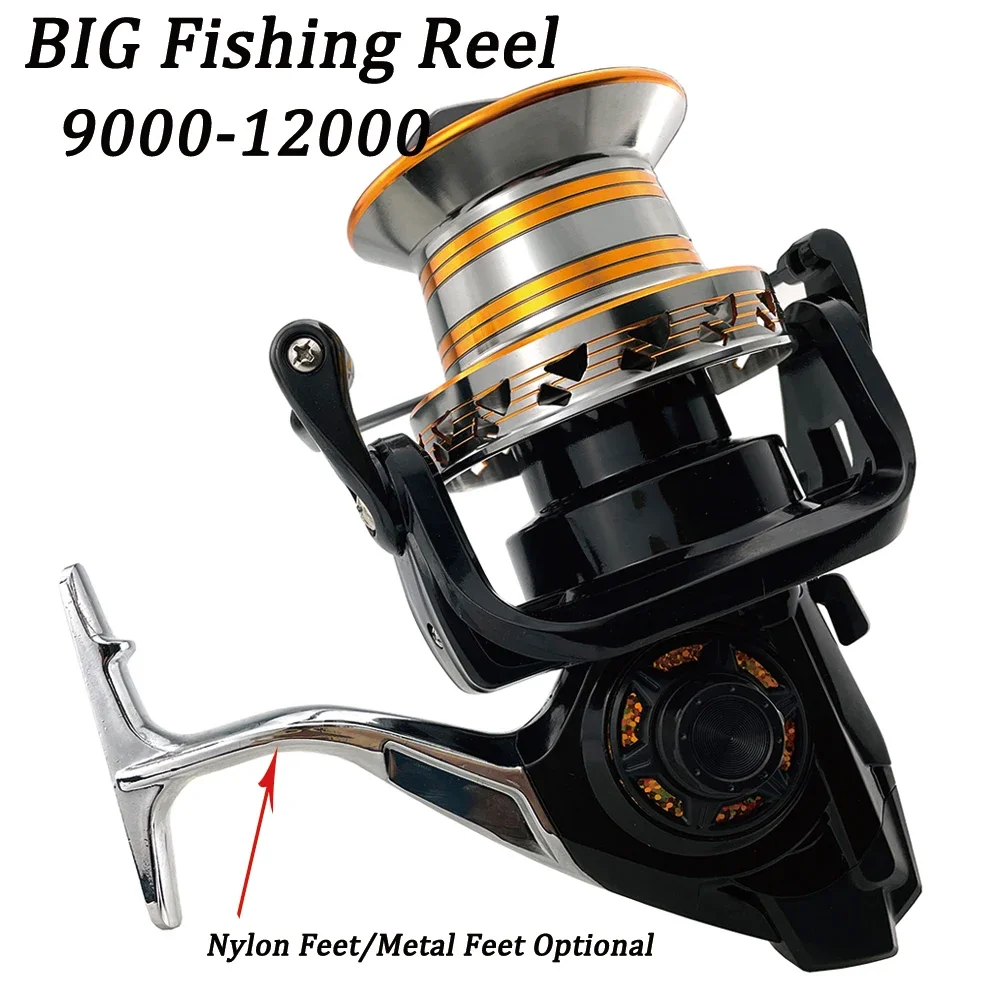 Big Spinning Fishing Reel 9000 10000 12000Series Ultra-large Distance Cast Wheel Max Drag 30KG Powerful Reel Saltwater  Fishing