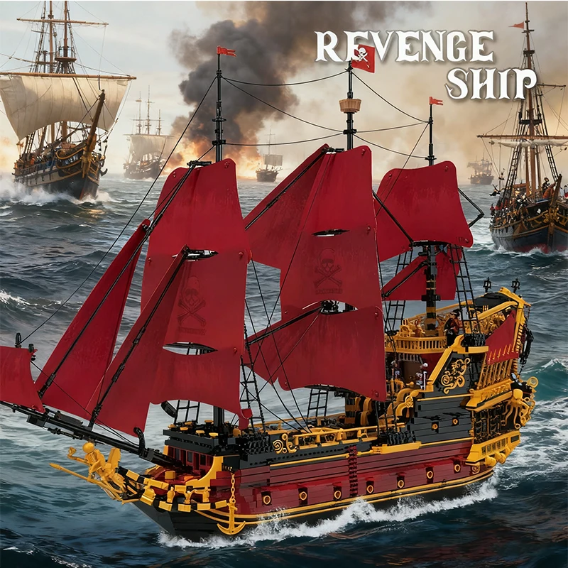 Compatible 5600pcs Queen Anne's Revenge Building Blocks Pirate Ship Model