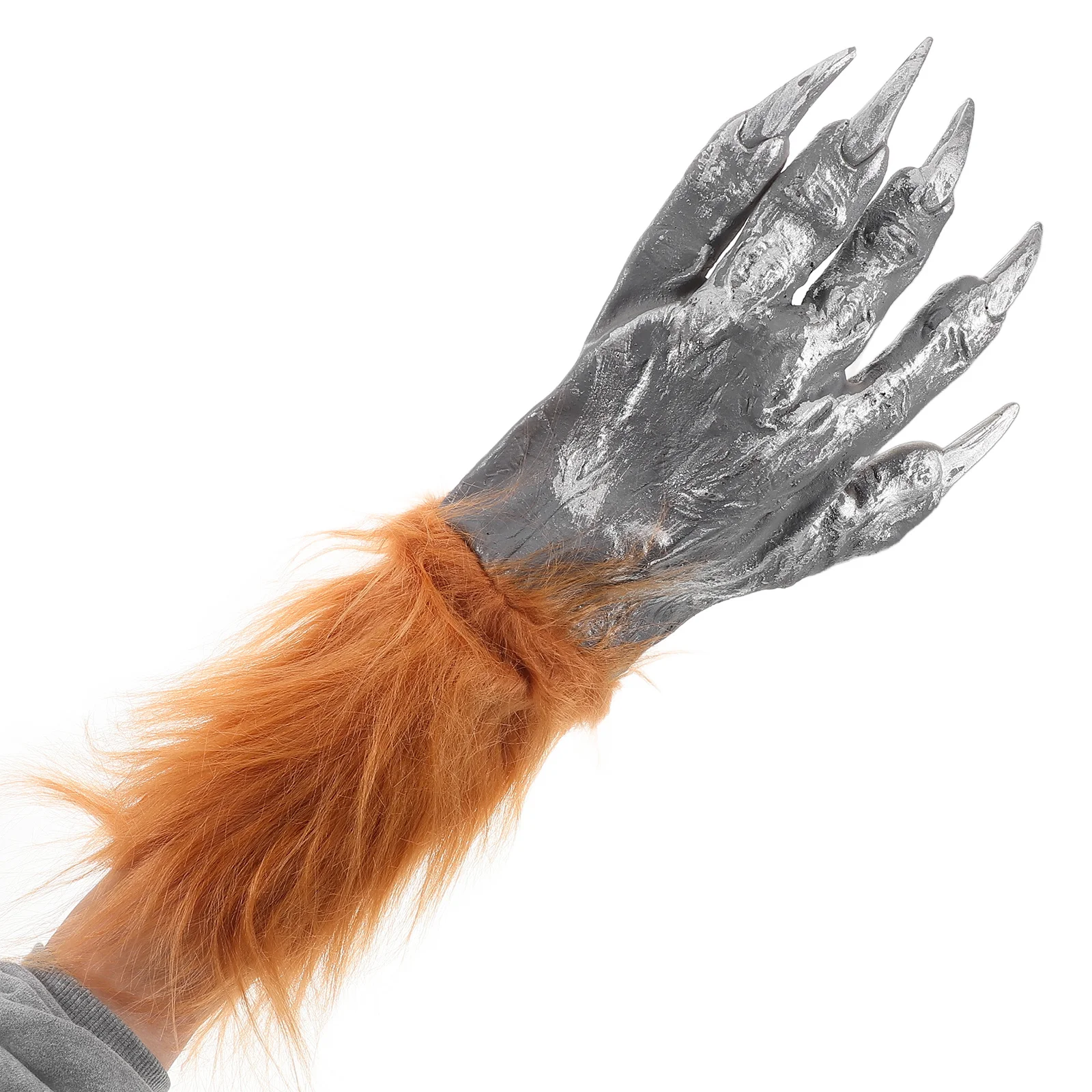 1 زوج هالوين الذئب باو مخالب زي شعر الحيوان الأيدي الرعب قفازات مخيفة للرجال النساء ديكور الحفلات فروي الذئب
