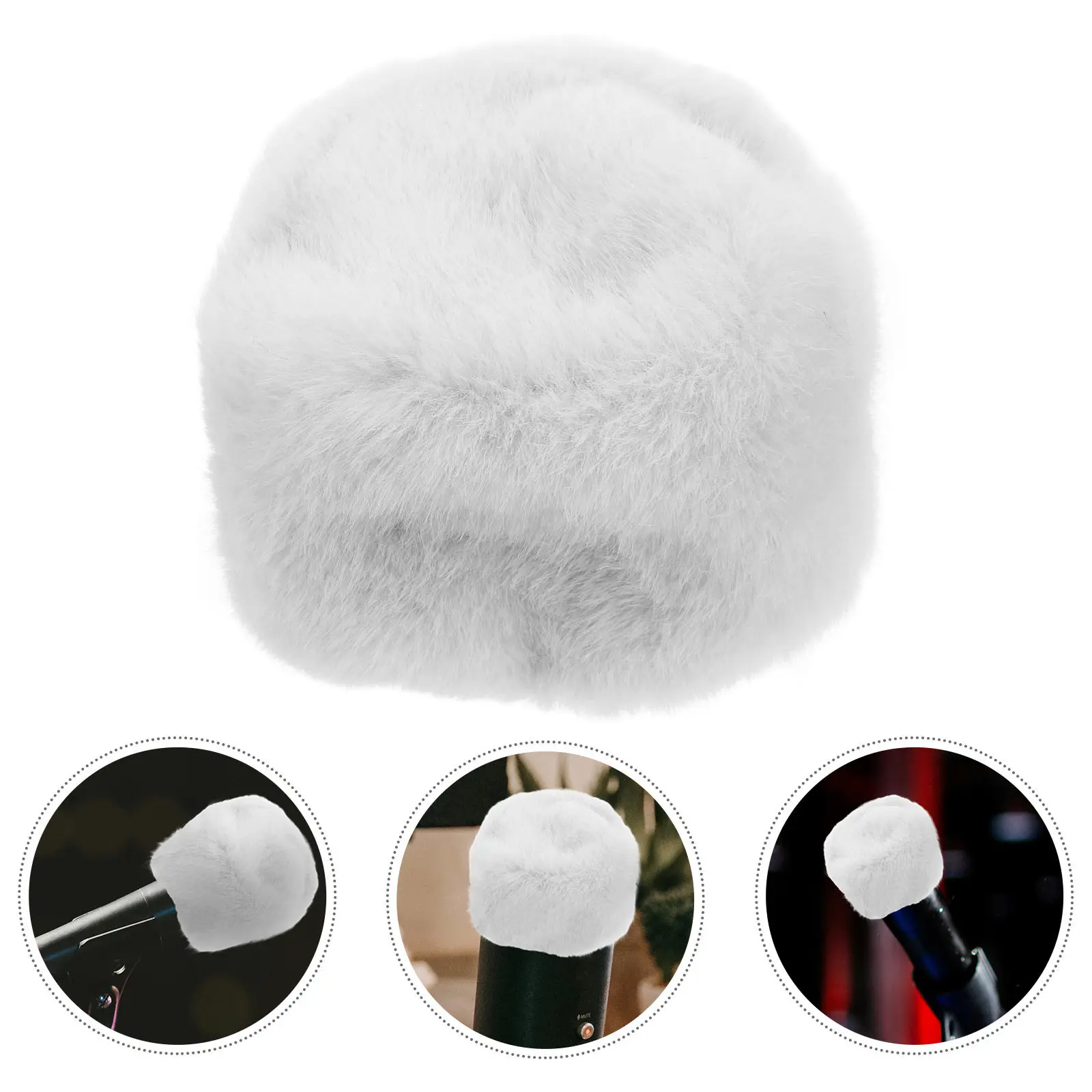 

Белый пушистый универсальный поп-фильтр для микрофона, ветрозащитный экран для использования в помещении и на улице