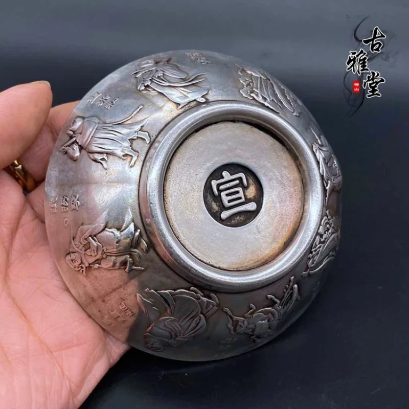 antiguo-de-plata-dorada-con-el-caracteristico-fu-y-los-ocho-inmortales-cuenco-de-bronce-vintage