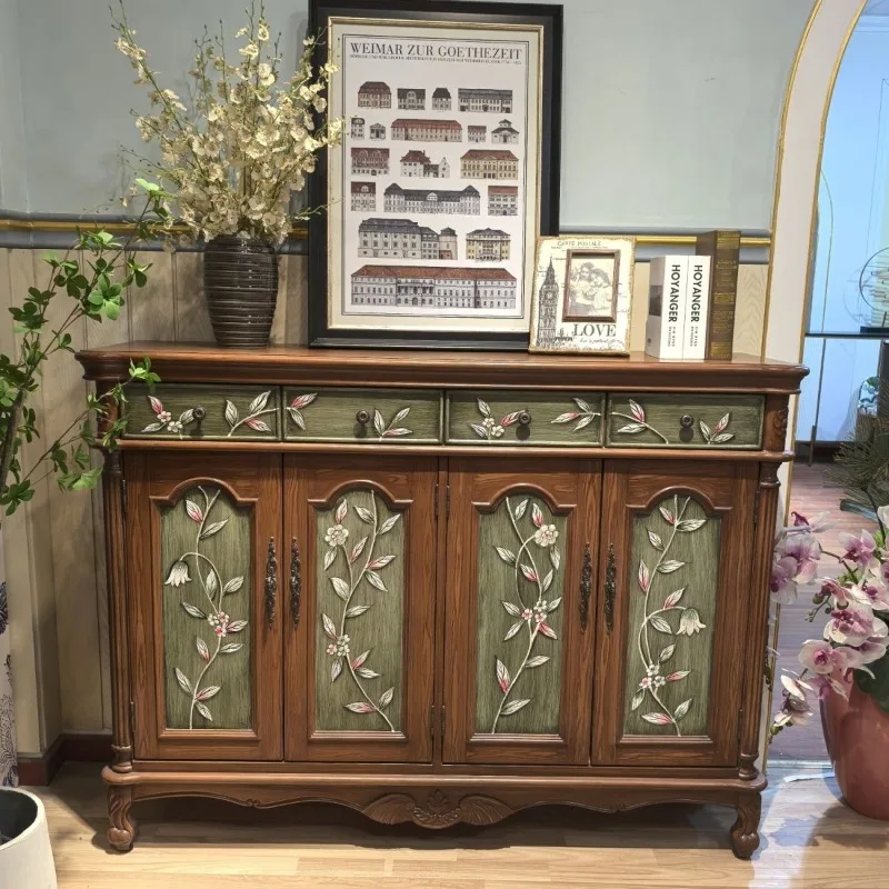 European retro shoe cabinet, solid wood porch, rural foyer, entry door, American balcony partition,large capacity of dining side