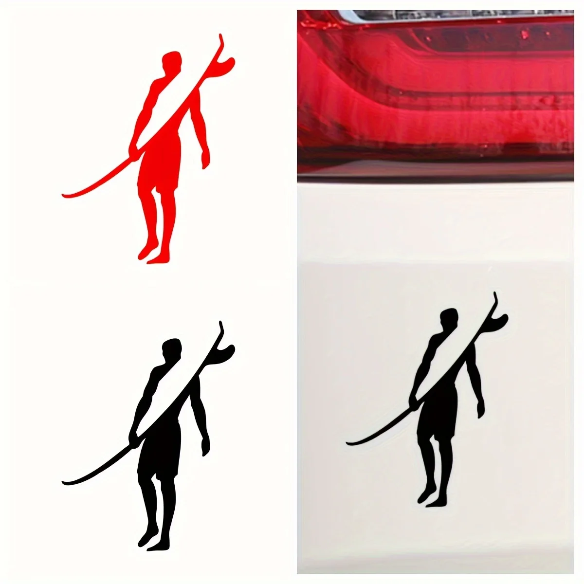 قطعة واحدة من رسومات الدراجة Surfer Silhouette - تصميم أحمر/أسود، يناسب إطارات الدراجة/المقود، أيضًا لأجهزة الكمبيوتر المحمولة/حقائب الظهر، أنيق ومتين