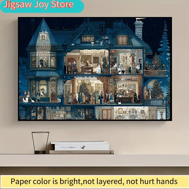 1 Box  Mini Paper Puzzles for Adults: "Fantasy Christmas Castle" for party Games & Activities, Perfect Birthday/Christmas/Hall