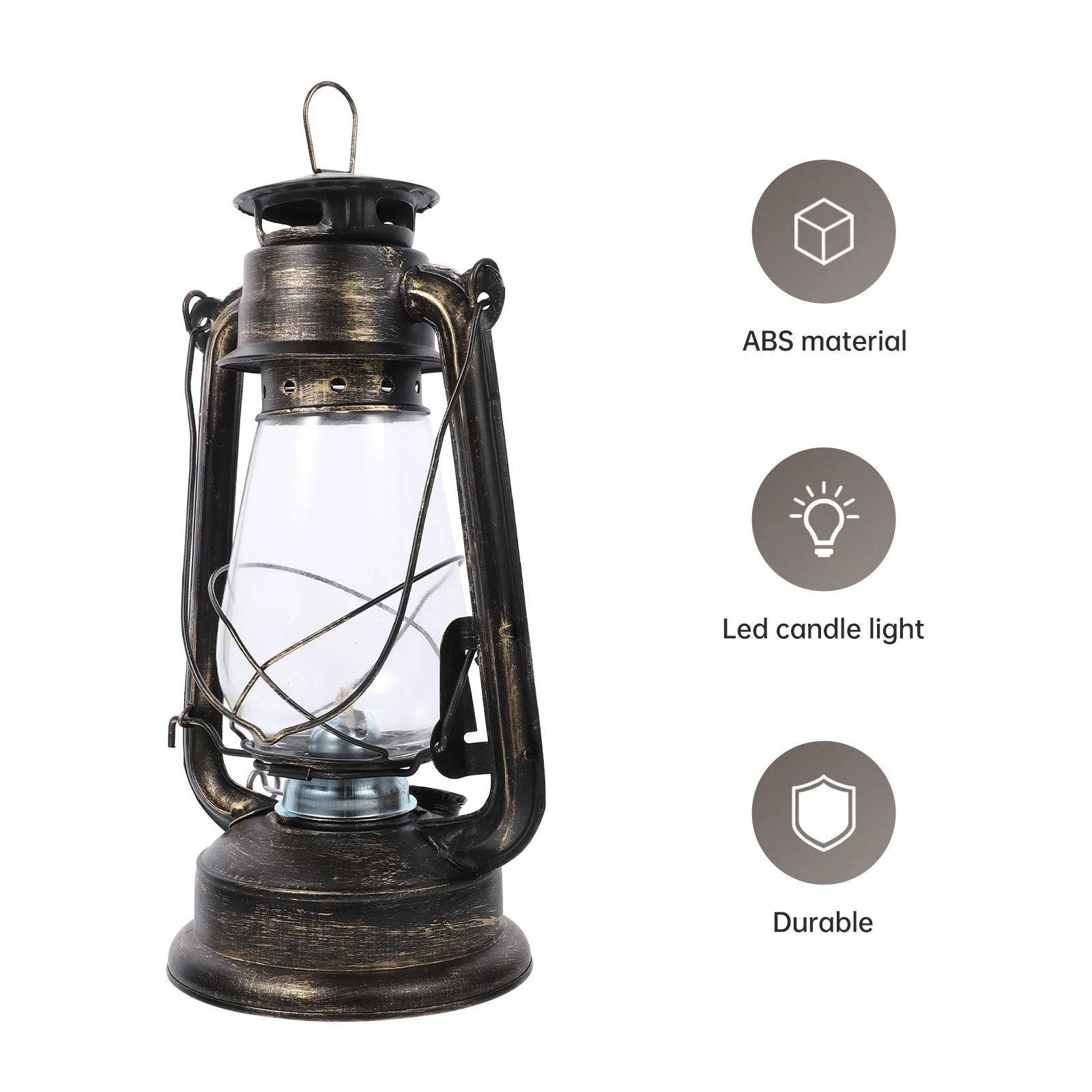 Retro żelazna lampa naftowa przenośna wisząca latarnia zewnętrzna lampa kempingowa (brązowa)