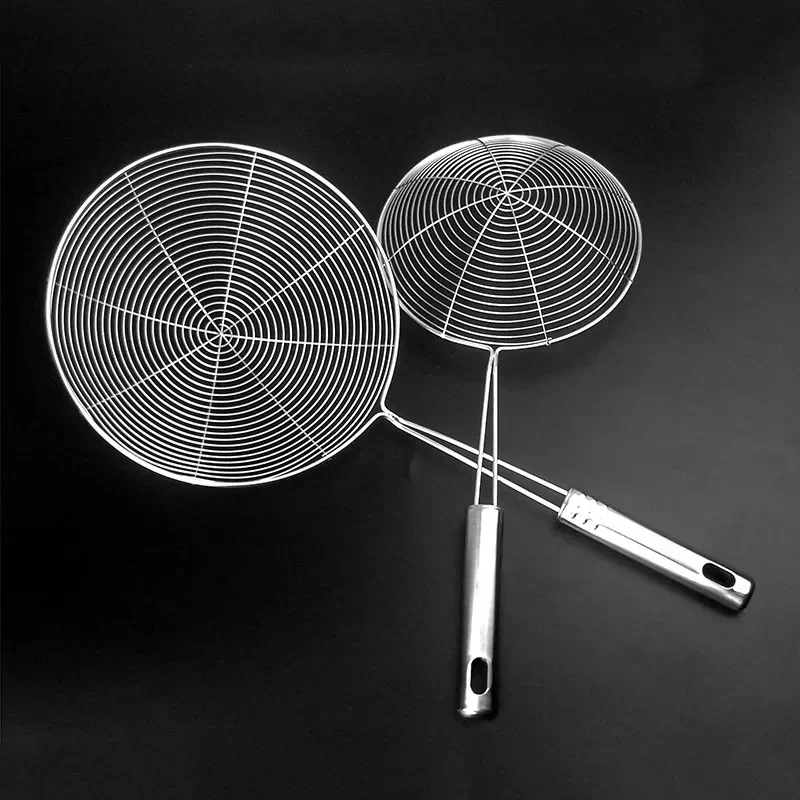 Oval Skimmer Stainless Steel Filter Mesh Oil Pot Food Filter Cookware Colander Fried Filter Kitchen Strainer Baking Cooking Tool