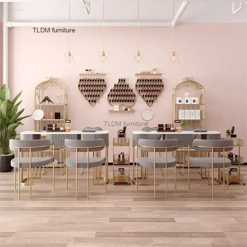 Modern Minimalist Manicure Table and Chair Set Light Luxury Beauty Salon Nail Tables Salon Furniture Household Nail Makeup Table