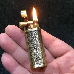 Creative Tang Grass Vintage Flint Kerosene Lighters Retro Metal Grinding Wheel Open Flame Smoking Accessories Gadgets For Men