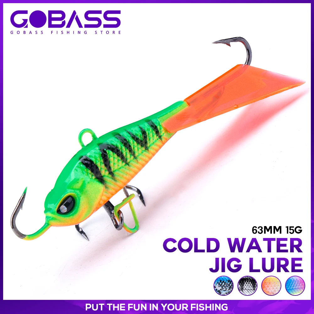 GOBASS Winter Ice Fishing Lures 63mm 15g Metal Jig Sinking Wobbler For Pike Artificial Hard Bait Mormyshkas Balancer For Fishing