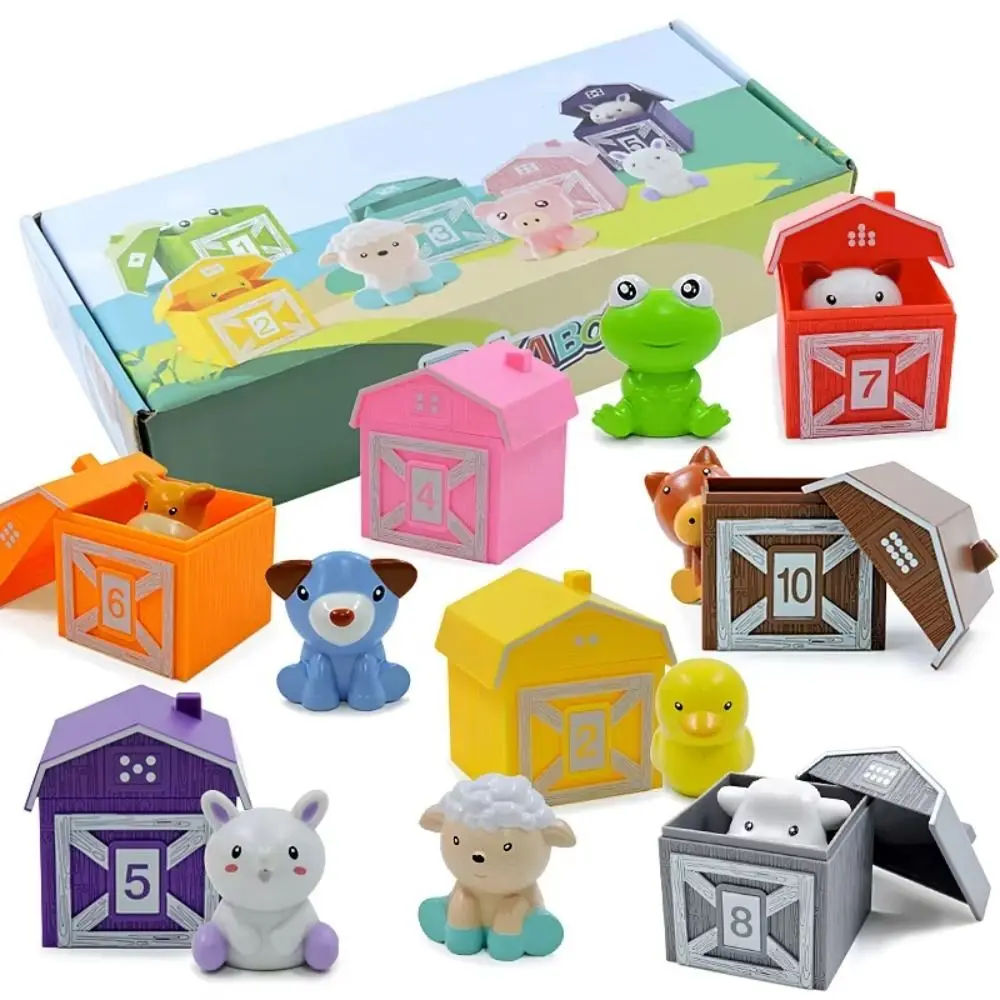 ตุ๊กตาสัตว์เรียงสีแบบนิ้วมือ ของเล่นบ้านสัตว์แบบอินเทอร์แอคทีฟ ของเล่นเสริมพัฒนาการเด็กเล็ก ของเล่นพลาสติกสำหรับเด็กวัยหัดเดิน