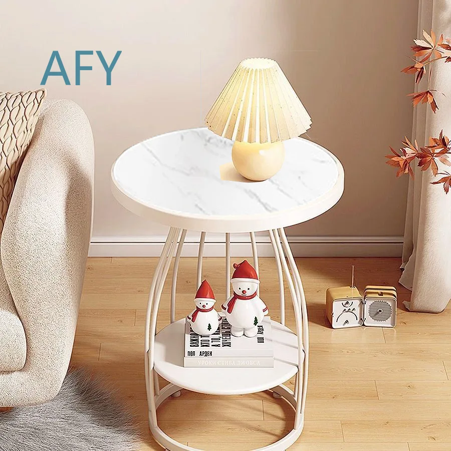 Round Sintered Stone Coffee Table for Sofa Bedside Table Luxury Stain Resistant Wear Resistant Modern Living Room Furniture