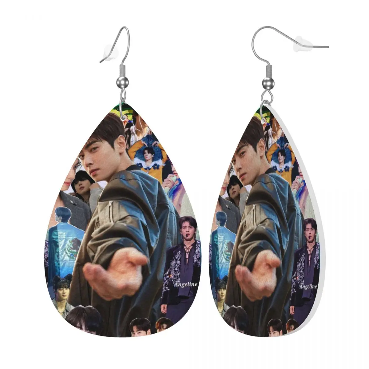 Custom Cha-A Singer Eun Woos Leather Teardrop Earrings for Leather Earrings Fashion Kpop Star Lightweight for Parties Holidays