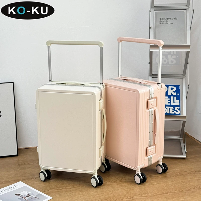 KO-KU Wide Trolley Suitcase Aluminium Frame 2024 New Female 20 Inch Boarding Box 24 Inch Male Trolley Case Silent Wheel Luggage