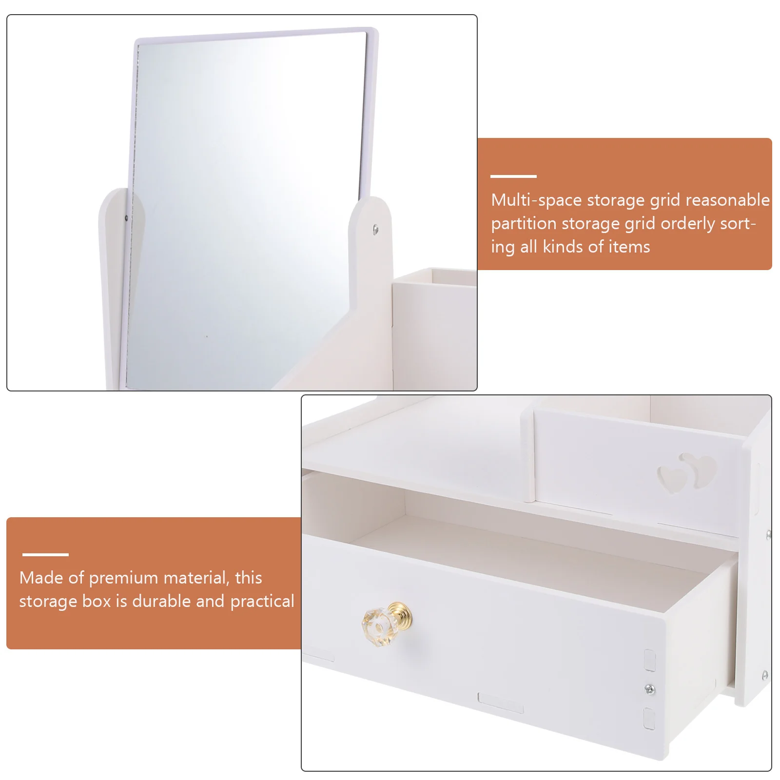 درج صندوق تخزين قسط PVC منظم مستحضرات التجميل سطح المكتب أشتات حامل مرآة مجوهرات حقيبة مستحضرات تجميل صندوق درج تخزين