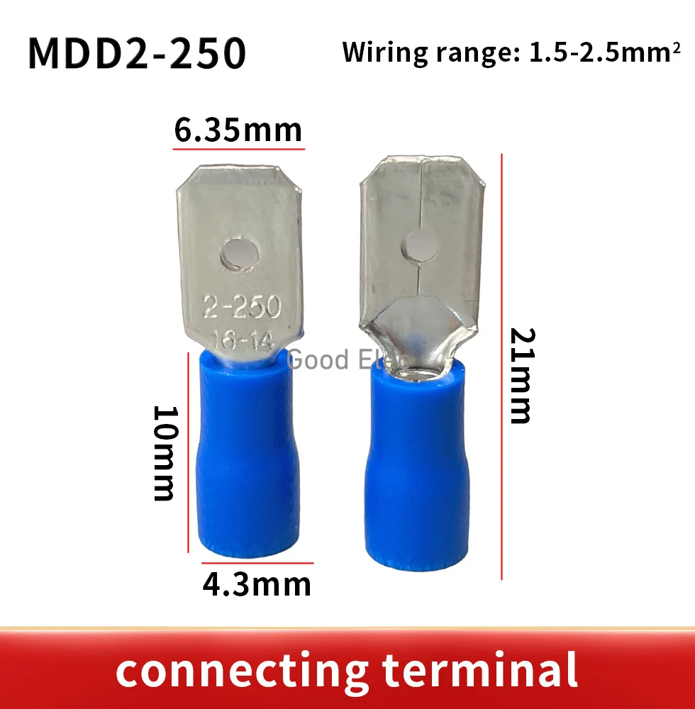 MDD2.25-250 FDD2.25-250 Female Insulated Electrical Crimp Terminal for 1.5-2.5mm² Connectors Cable Wire Connecto FDD2.25-250 FDD image 4