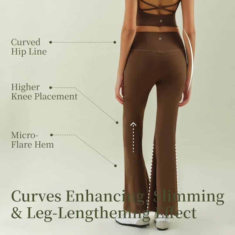 SUJIIN Yoga Flared Pants Women 2025 Autumn Mid Waist Slim Sports Pant Female Casual Highly Elastic Trousers Woman Clothing SK016