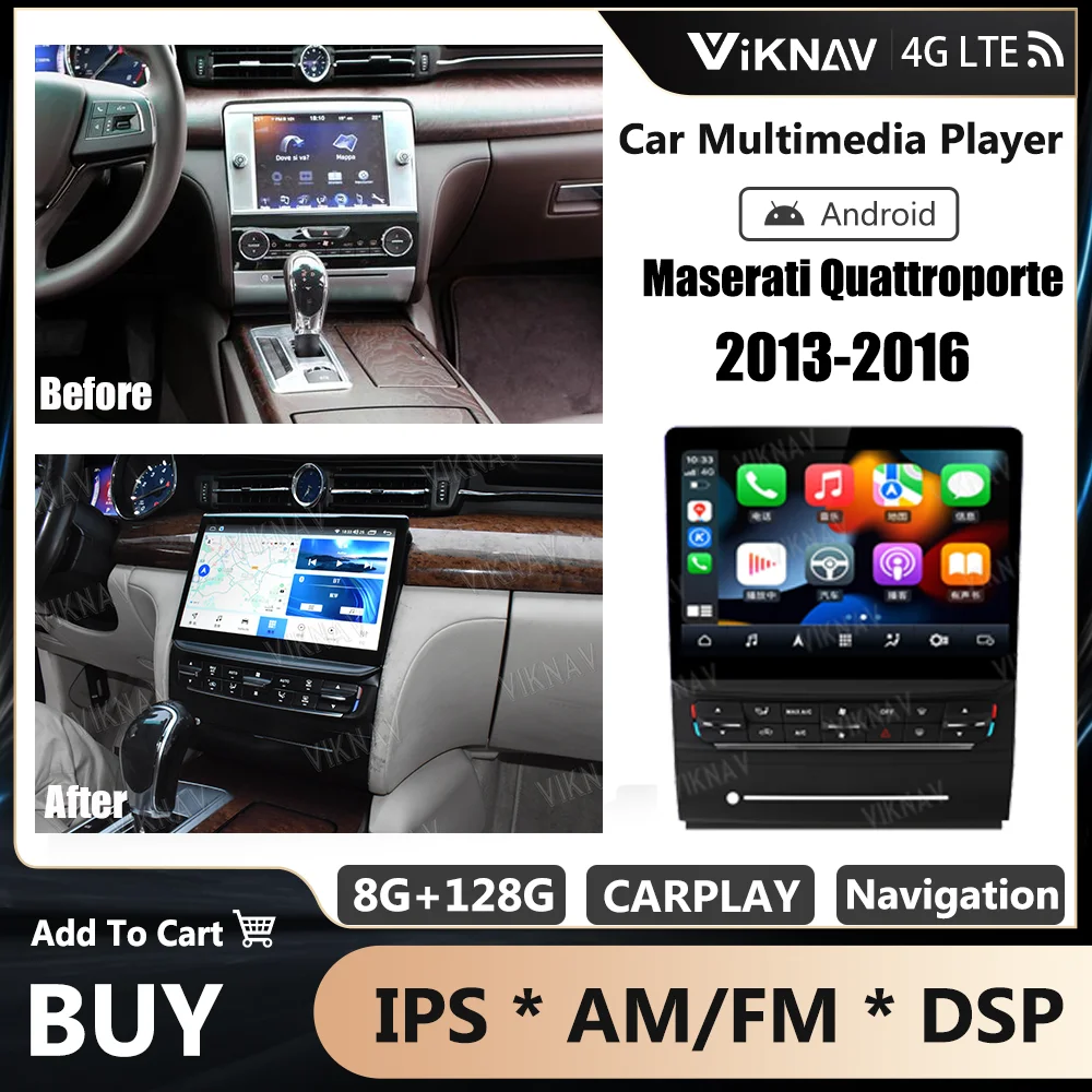 128GB Android 12 Car Radio For Maserati Quattroporte 2013-2016 Head Unit Multimedia Player Wireless Carplay