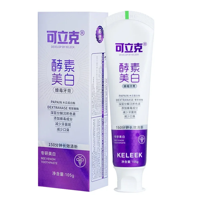 KELEEK enzyme whitening bee venom toothpaste removes stains, whitens teeth, removes bad breath, improves oral health