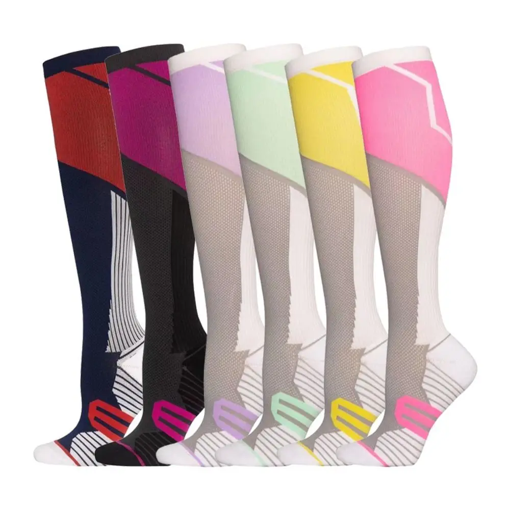 

1 Pair Nylon Compression Socks Sweat Absorption Antiskid Sport Long Stockings Elastic Breathable Sport Socks Baseball