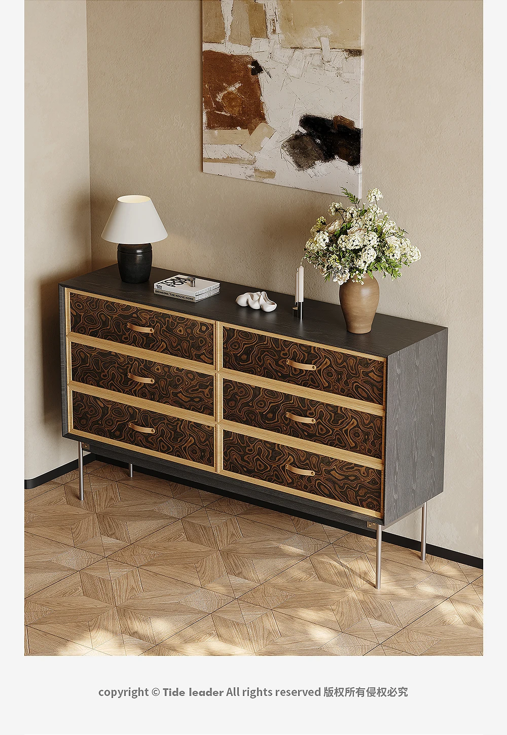 خزانة تخزين حائط لغرفة النوم الفاخرة ذات الفن الفرنسي القديم #4