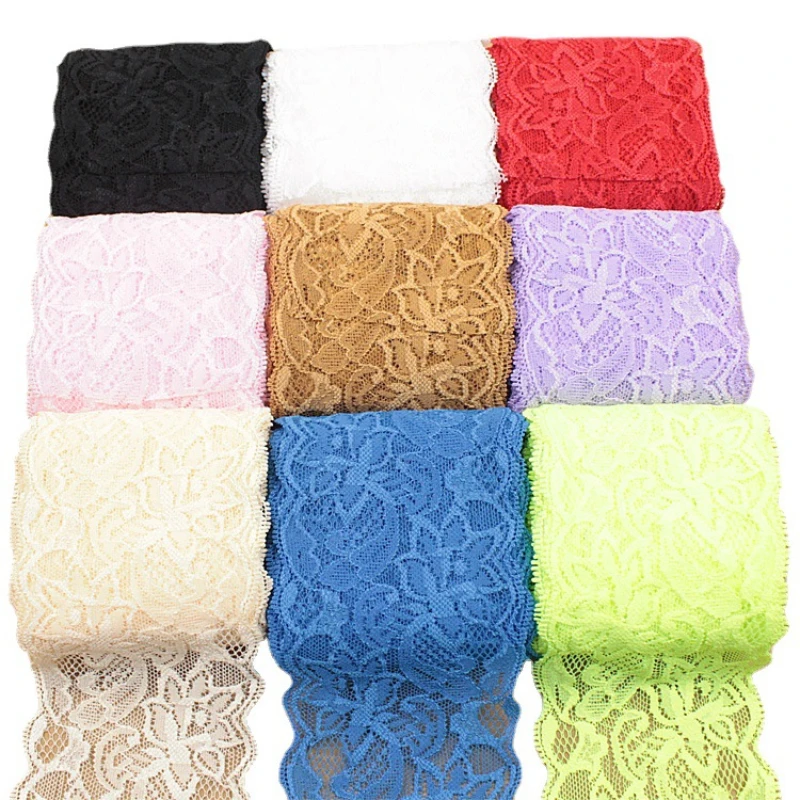 8cm Colorful Elastic Lace Ribbon DIY Handmade Crafts Material Hollow Out Floral Stretchy Lace Tape Home Garment Accessories