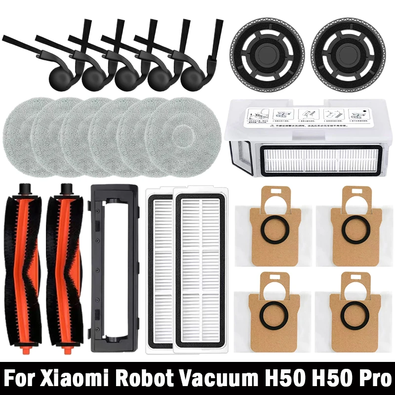 Für Xiaomi Robot Vacuum H50/H50 Pro Roboter-Staubsauger Zubehör Mopp Staubbeutel Hauptbürste Seitenbürste Hepa-Filter Ersatz