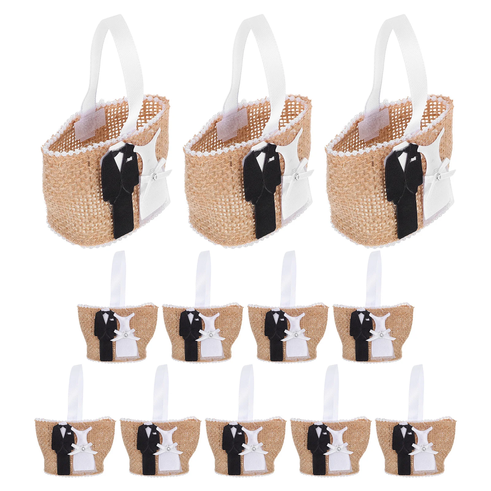 

12Pcs Wedding Burlap Bags Jute Tote Mini Present Pouch for Bridal Party Favors Gifts Anniversaries Holidays