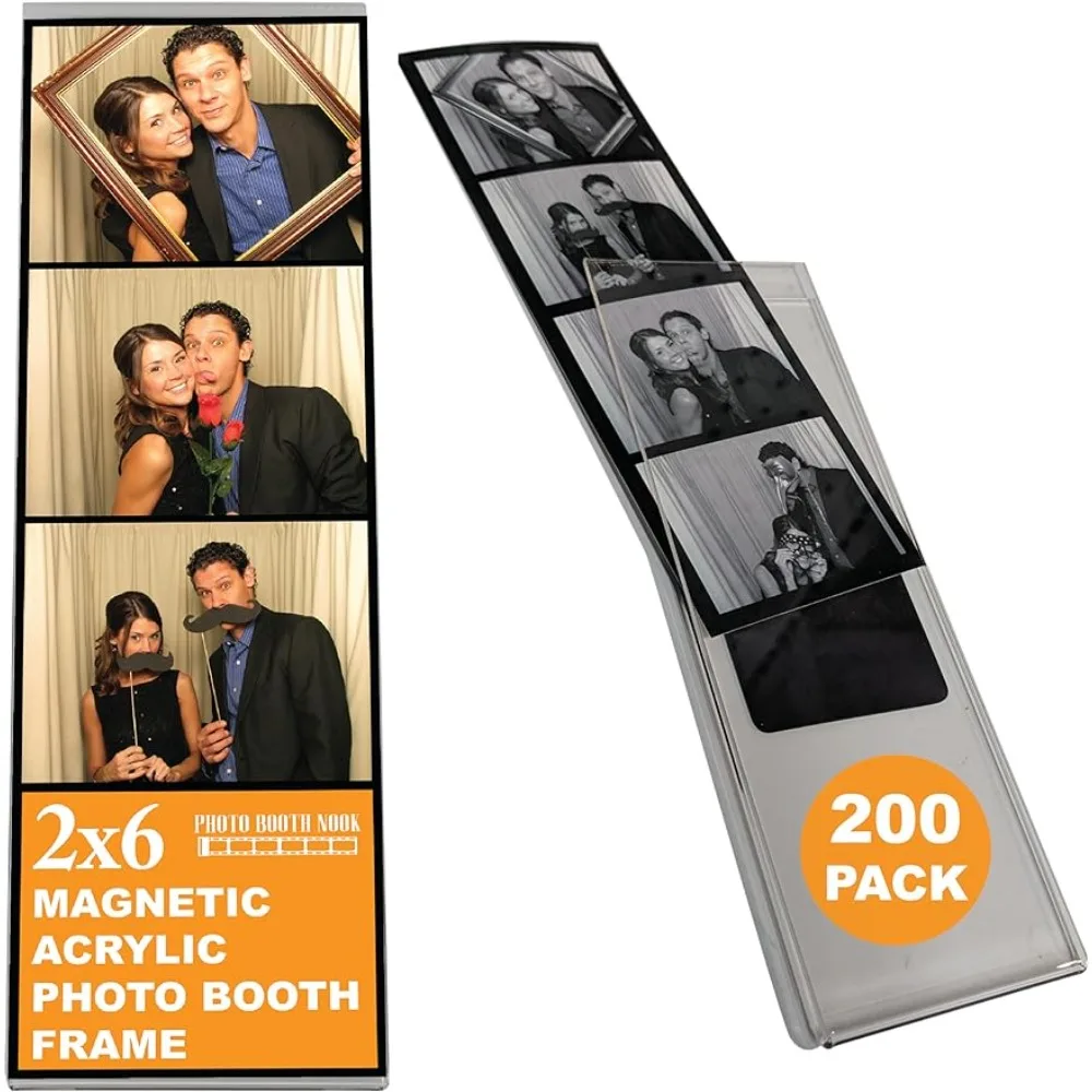 

2x6 Magnetic Photo Booth Picture Frame (200 Count) | Crystal Clear Acrylic, Strong Magnet with Silver Inserts | Bulk， UNBEATABLE