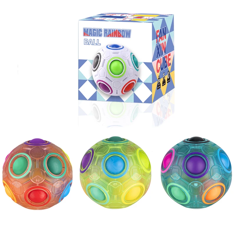 1Pcs Magic Cube Rainbow Puzzle Ball Fun Speed Toys Ball Night Light Ball Children's and Adult Stress Relief Educational Toys