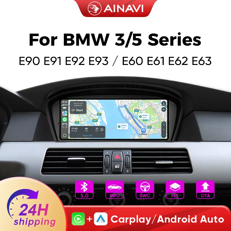 AINAVI 9,3 Zoll Auto-Multimedia-Player für BMW 3/5er Serie E90 E91 E92 E93 E60 E61 E62 E63 CCC CIC System Linux Touchscreen Autoradio Carplay Android Auto Bluetooth Navigation