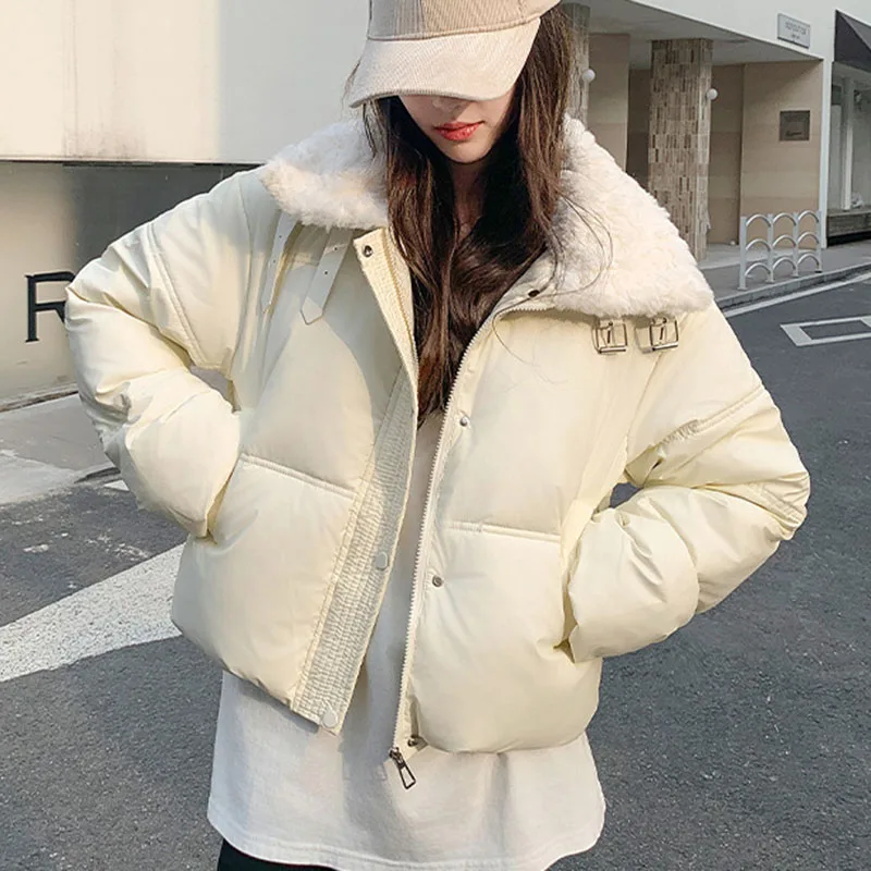 Fur Collar Loose Parkas Women Winter Coat Korean Fashion Outwear Down Cotton Jackets Female Thicken Casual Winter Women\'s Jacket