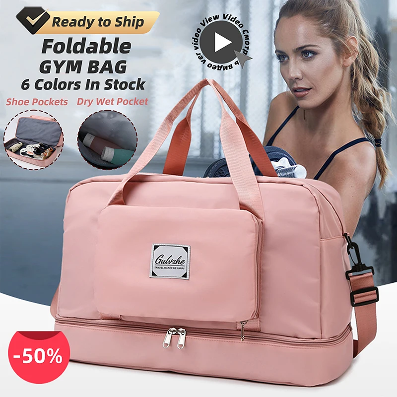 Weekender-bolsa de viaje plegable de gran capacidad, bolsa de lona para viaje corto, impermeable, personalizada, para gimnasio, ropa de noche