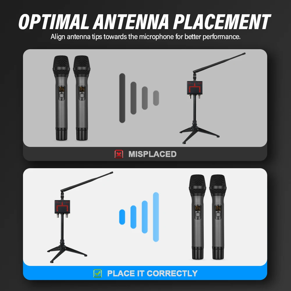 UHF Wireless Antenna Distribution System 470-960 MHz Range Wireless Microphone Signal Amplifier for Outdoor Stage Performances