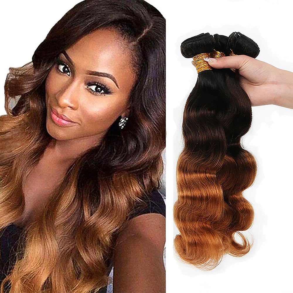 10A Brazilian Body Wave Human Hair Weave Bundles Honey Blonde Human Hair Extensions Remy Ombre Colored Hair 100% Human Hair 3pcs