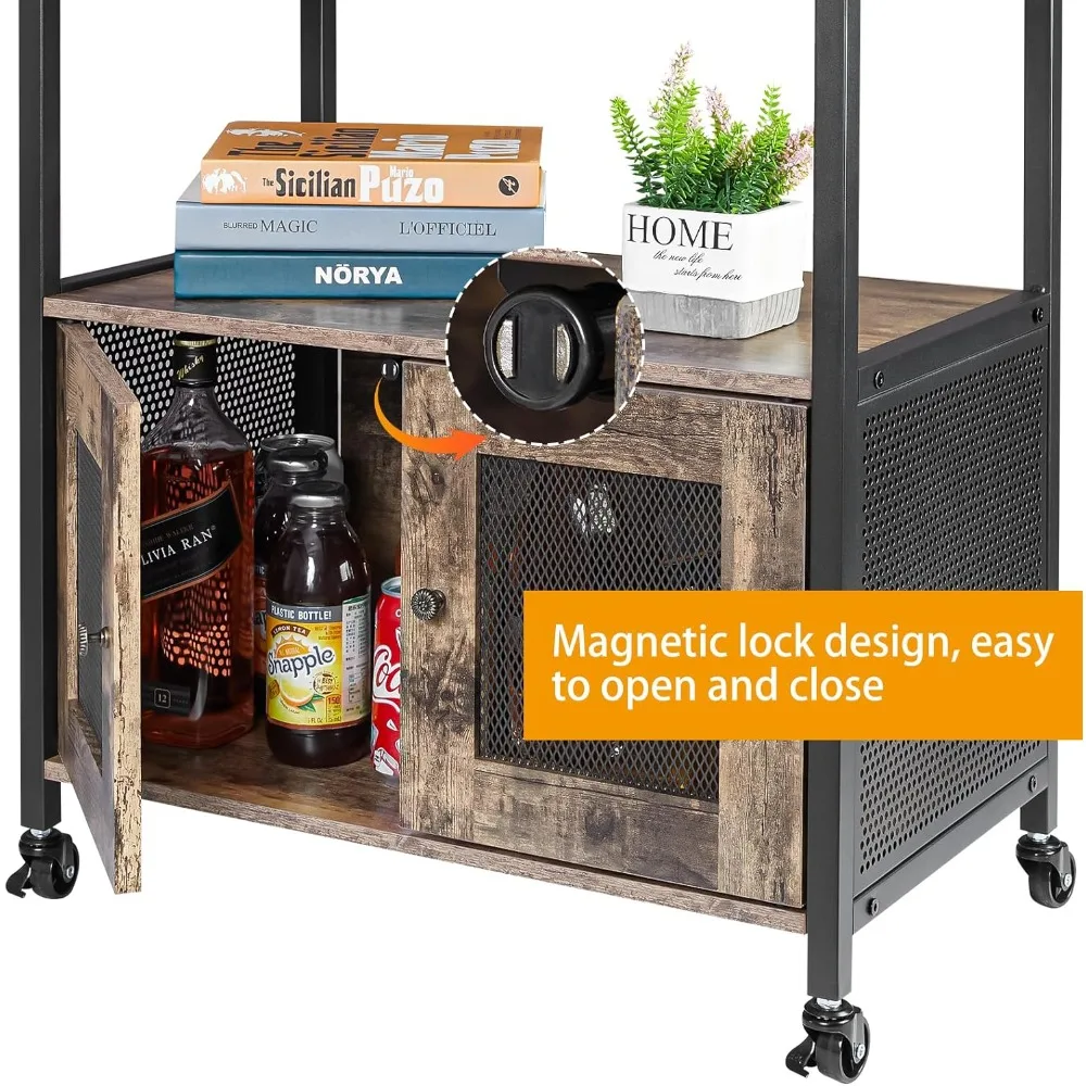 X-cosrack Mueble para barra de café, carrito de café de cocina de 3 niveles con cajón para el hogar, mesa móvil de estación de centro de granja en Whe