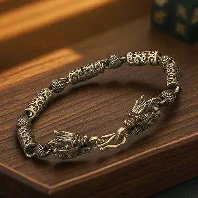

Retro Copper Bracelet Vintage Dragon Charm Men Women Jewelry Aesthetic Trendy Stuff Boyfriend Birthday Gifts